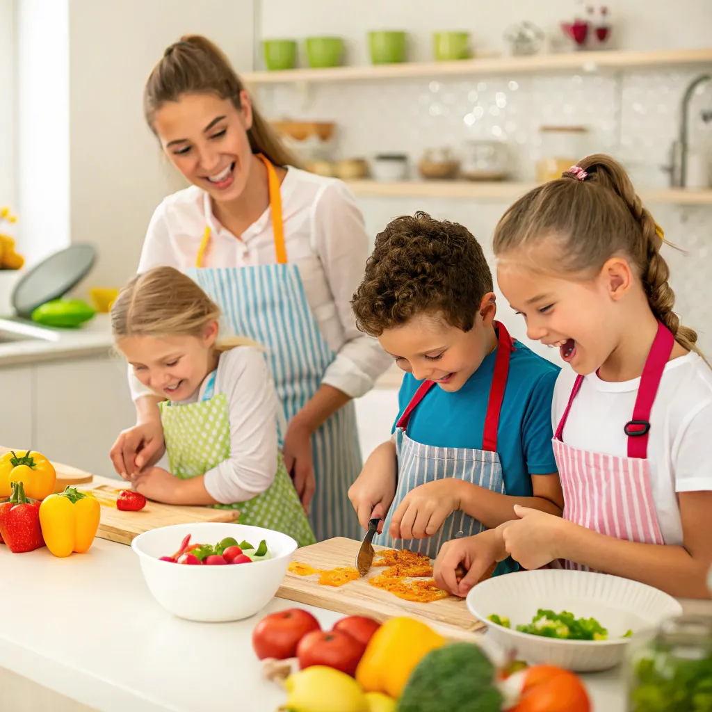 Children participating in a cooking class