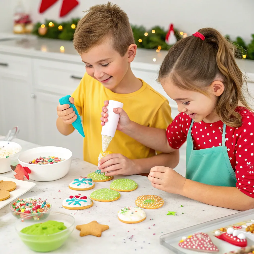 Children decorating cookies