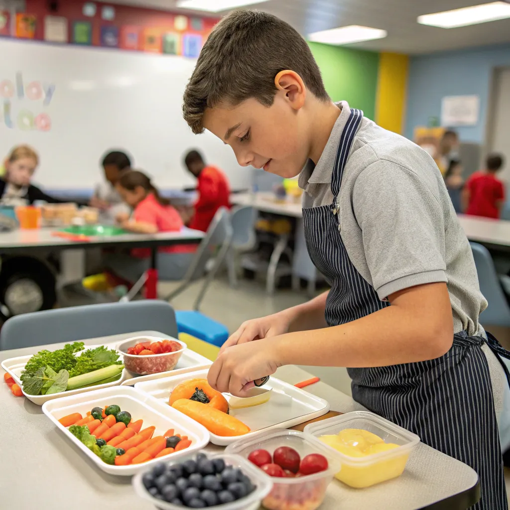 Ethan preparing healthy snacks at LYRENTHIA's class